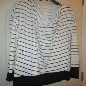 JONES NEW YORK SPORT, Women's Top, Size M, Roll Tab Long Sleeve ,Thumb Stripe